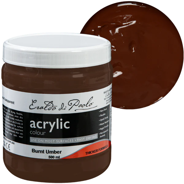 Eraldo di Paolo Acrylic Paint Burnt Umber 500ml