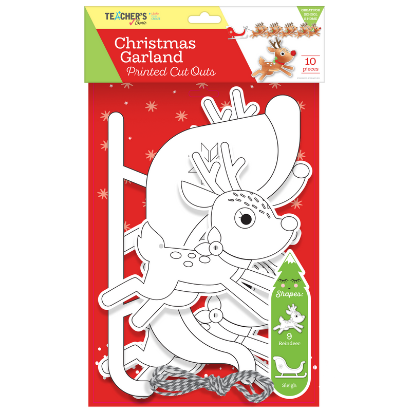 Teacher's Choice Christmas Reindeer Garland Cut Outs 10pc