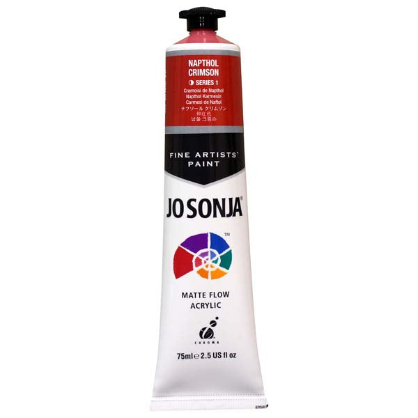 Jo Sonja's Matte Flow Acrylic Paint Napthol Crimson 75ml S1