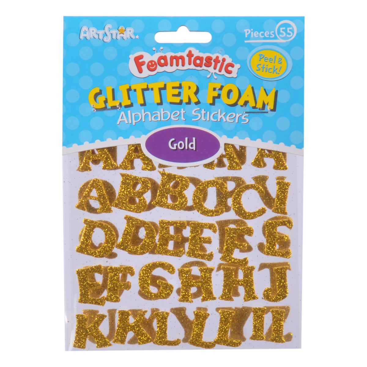 Foamtastic Gold Glitter Foam Alphabet Stickers 