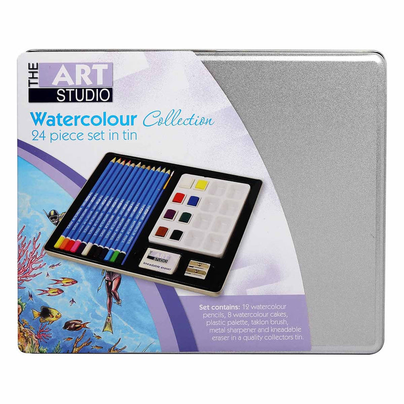 The Art Studio Watercolour Collection Tin Set (24 Pieces)