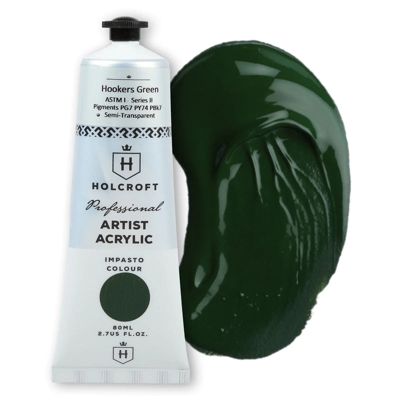 Holcroft Professional Acrylic Impasto Paint  Hookers Green S2 80ml