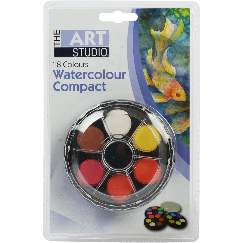 The Art Studio 3 Tier Watercolour Compact 18 Assorted Colours