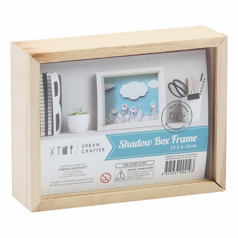 Urban Crafter Wooden Shadowbox with Sliding Lid 15.3x12x4.5cm