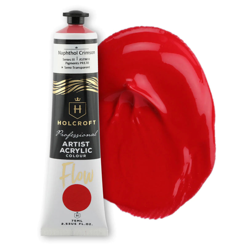 Holcroft Professional Acrylic Flow Paint Naphthol Crimson S3 ASTM2 75ml