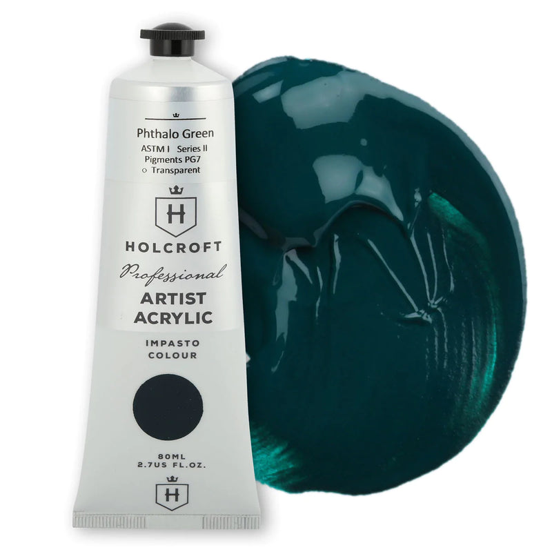 Holcroft Professional Acrylic Impasto Paint Phthalo Green S2 80ml