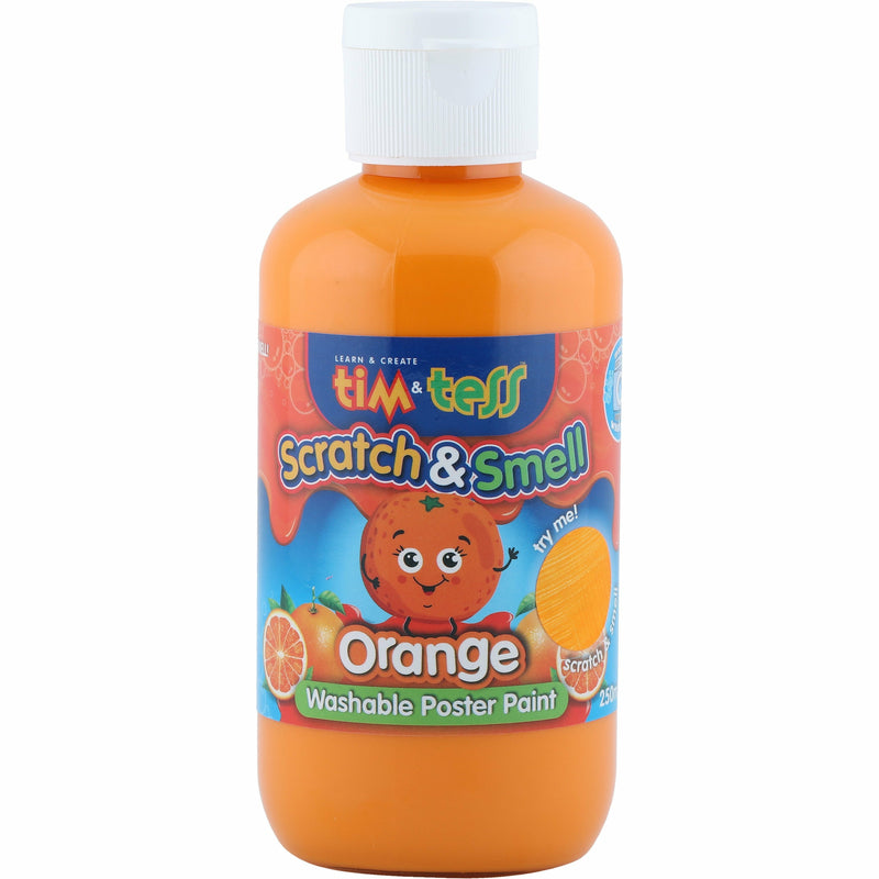 Tim & Tess Scratch & Smell Children's Washable Poster Paint Orange 250ml