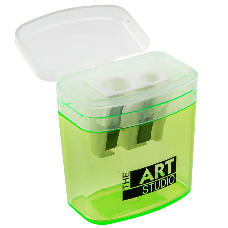 The Art Studio 2 Hole Pencil Sharpener with Catcher Bulk 20 pack