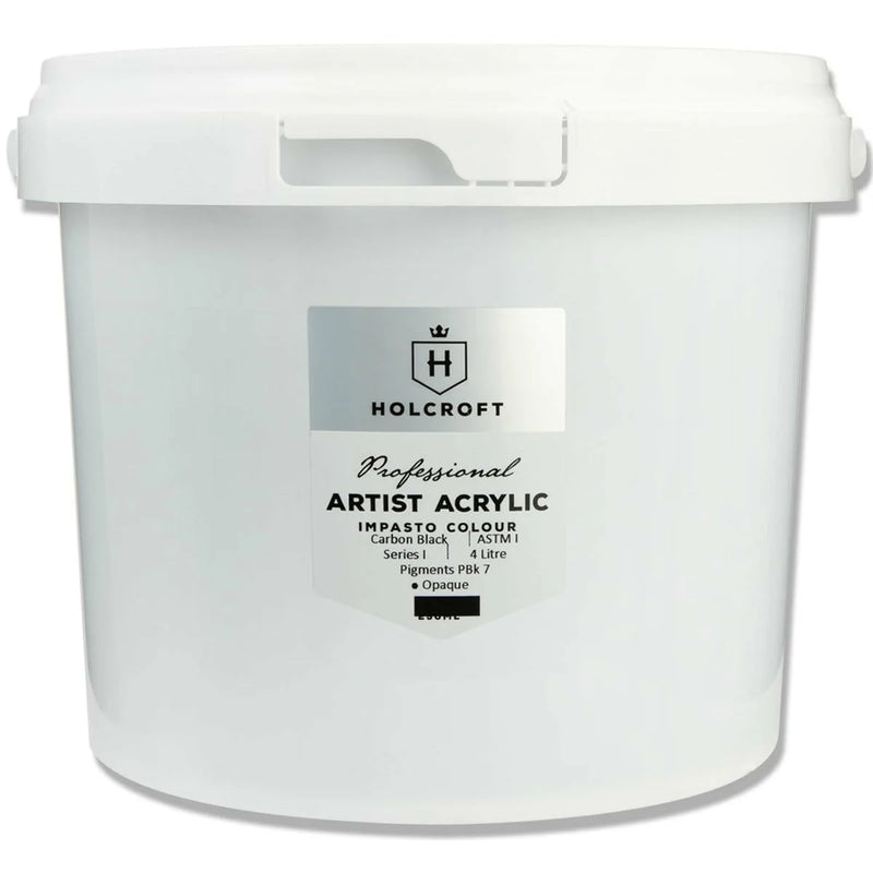 Holcroft Professional Acrylic Impasto Paint - Carbon Black 4 Litre