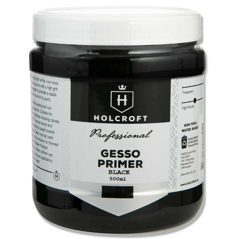 Holcroft Professional Acrylic Black Gesso 500mL