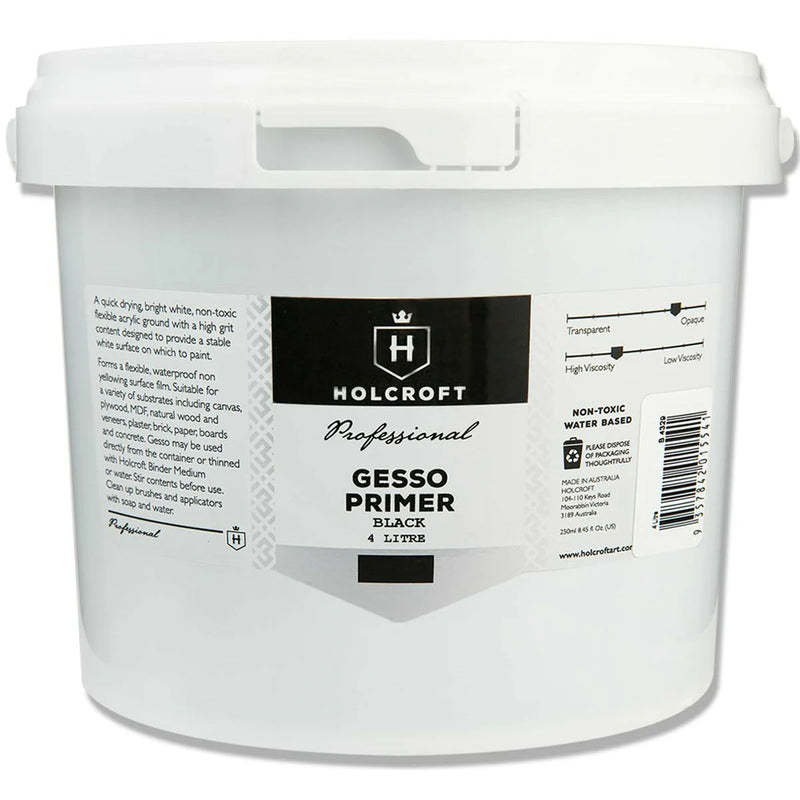 Holcroft Professional Acrylic Black Gesso 4 Litre
