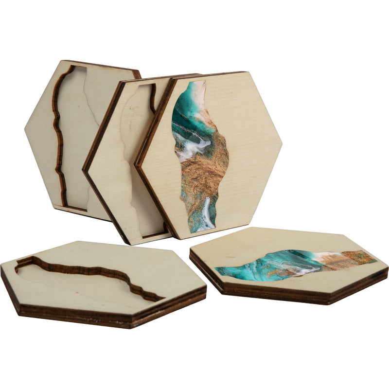Urban Crafter Plywood Hexaganol Coasters for Resin 5 pack 11.7 x 10 x 0.8cm