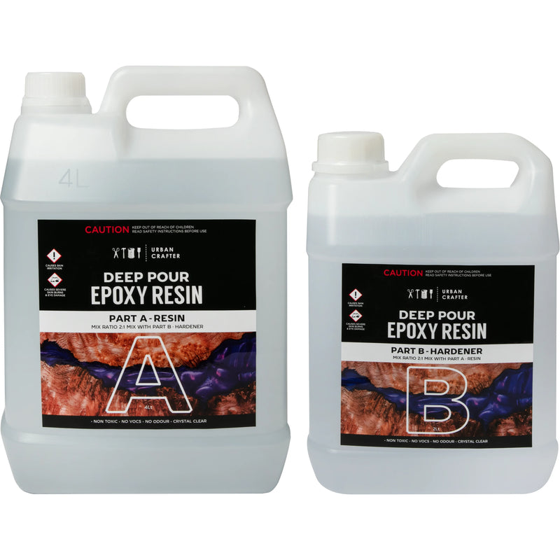 Urban Crafter Deep Pour Epoxy Resin Kit 2:1, 6Lt (4Lt + 2Lt)