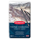 White Smoke Derwent Tinted Charcoal Pencils Tin 12 Pencils