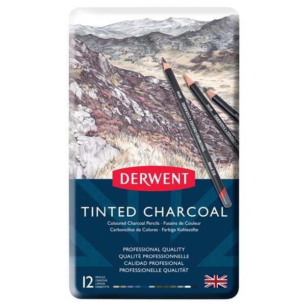 Derwent Tinted Charcoal Pencils Tin 12