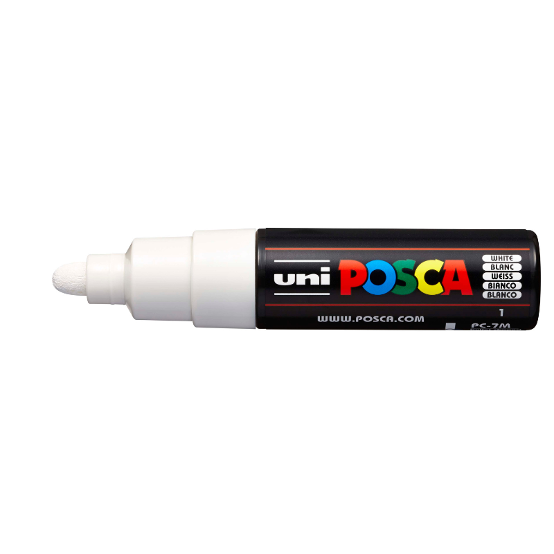 Posca PC 7M Bold Bullet Tip Paint Marker, White