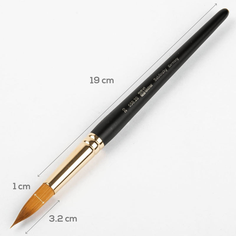 White Smoke Art Spectrum Brush Series 550 Sablinksky Filament Blend - Round Size - 20 Paint Brushes