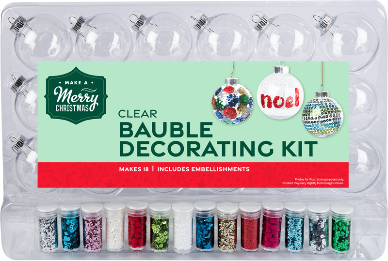 Make A Merry Christmas Clear Bauble Decorating Kit Makes 18