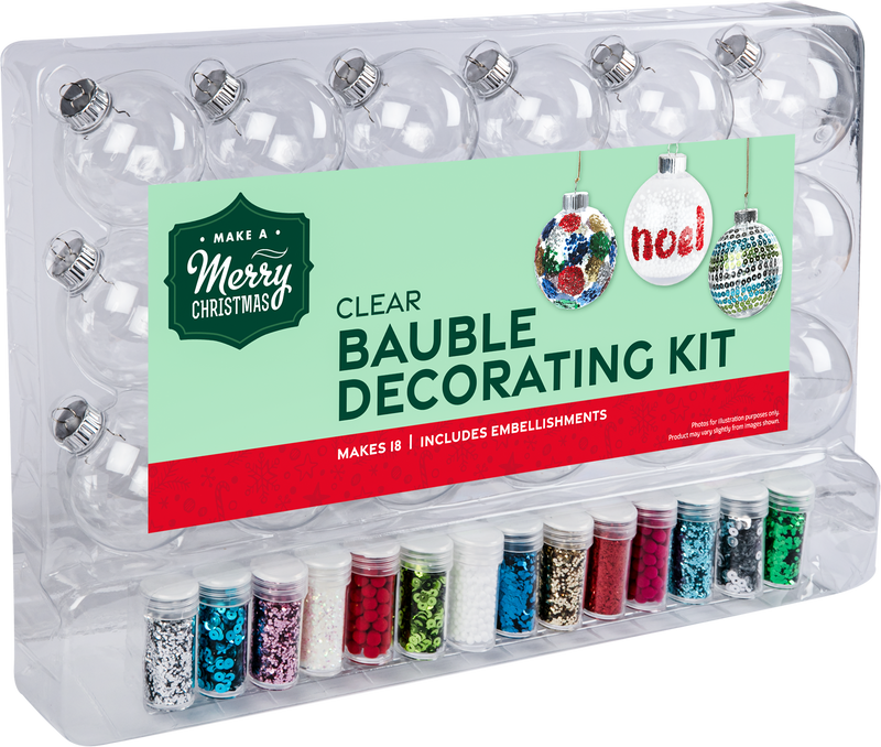 Make A Merry Christmas Clear Bauble Decorating Kit Makes 18
