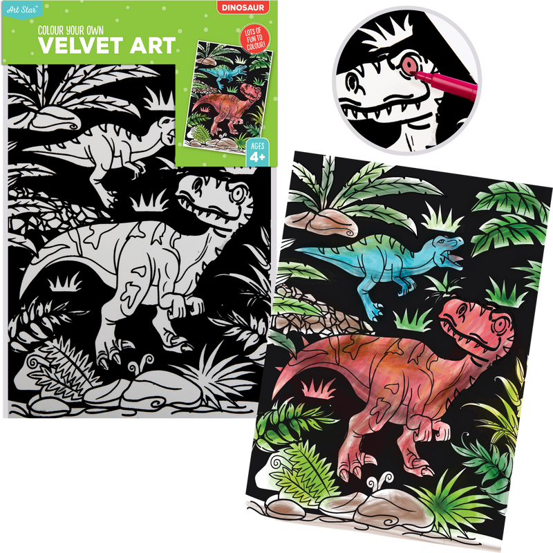Black Art Star Colour Your Own Velvet Art Dinosaurs Kids Craft Kits