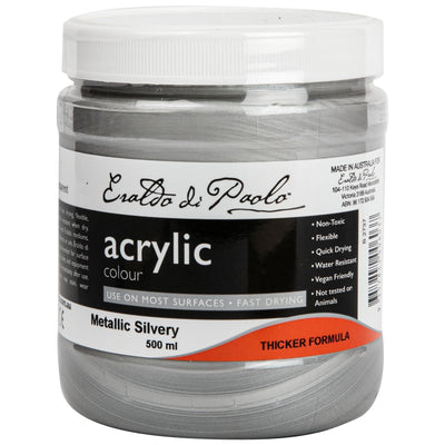 Eraldo di Paolo Acrylic Paint, Metallic Silver, 500ml