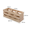 Rosy Brown Urban Crafter Plywood Storage Crate with Three Compartments 25.7 x 9.7 x 10.8cm Woodcraft
