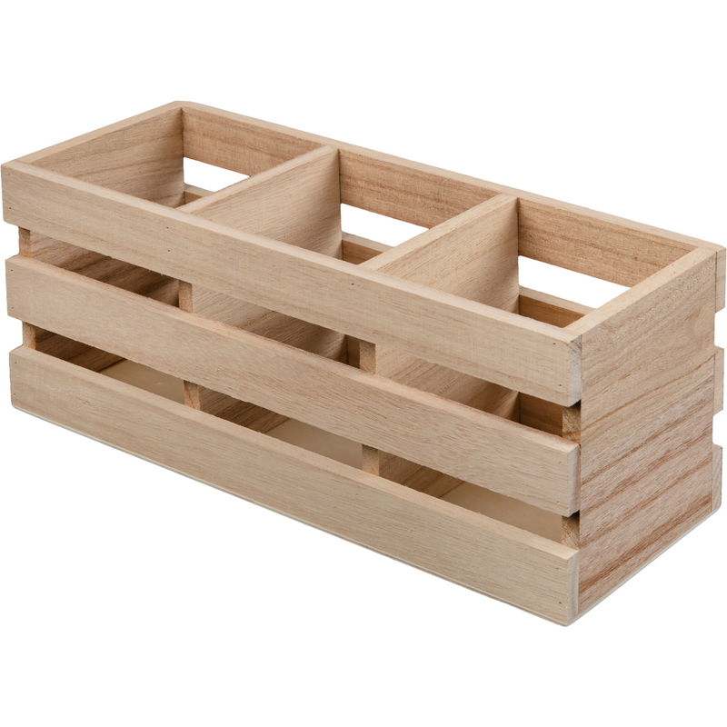Urban Crafter Plywood Storage Crate with Three Compartments 25.7 x 9.7 x 10.8cm