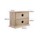 Rosy Brown Urban Crafter Paulowina Two Drawer Storage Box 15 x 9.5 x 10cm Woodcraft