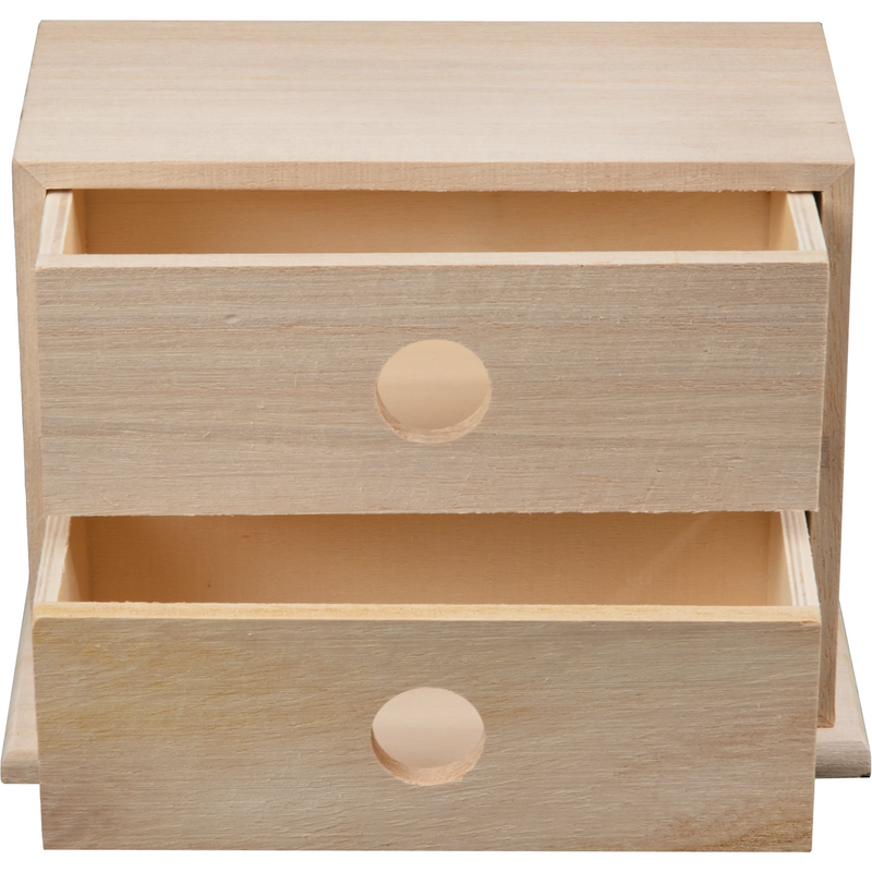 Rosy Brown Urban Crafter Paulowina Two Drawer Storage Box 15 x 9.5 x 10cm Woodcraft