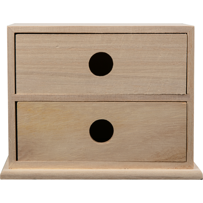 Rosy Brown Urban Crafter Paulowina Two Drawer Storage Box 15 x 9.5 x 10cm Woodcraft