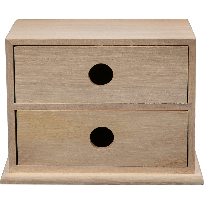 Rosy Brown Urban Crafter Paulowina Two Drawer Storage Box 15 x 9.5 x 10cm Woodcraft