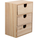 Tan Urban Crafter Plywood and Pine Three Drawer Storage Box 11 x 17 x 14.5cm Woodcraft