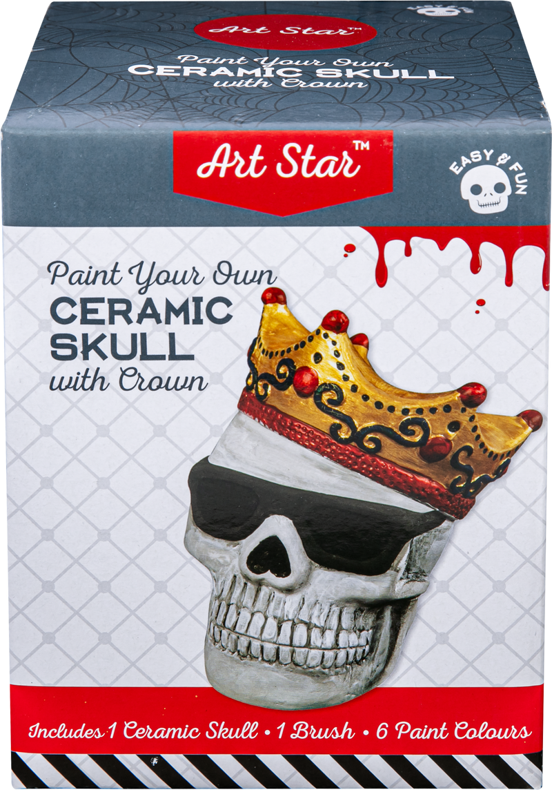 Art Star Halloween Paint Your Own Ceramic Skull with Crown Decoration (15.2 x 11.2 x 12.1cm)