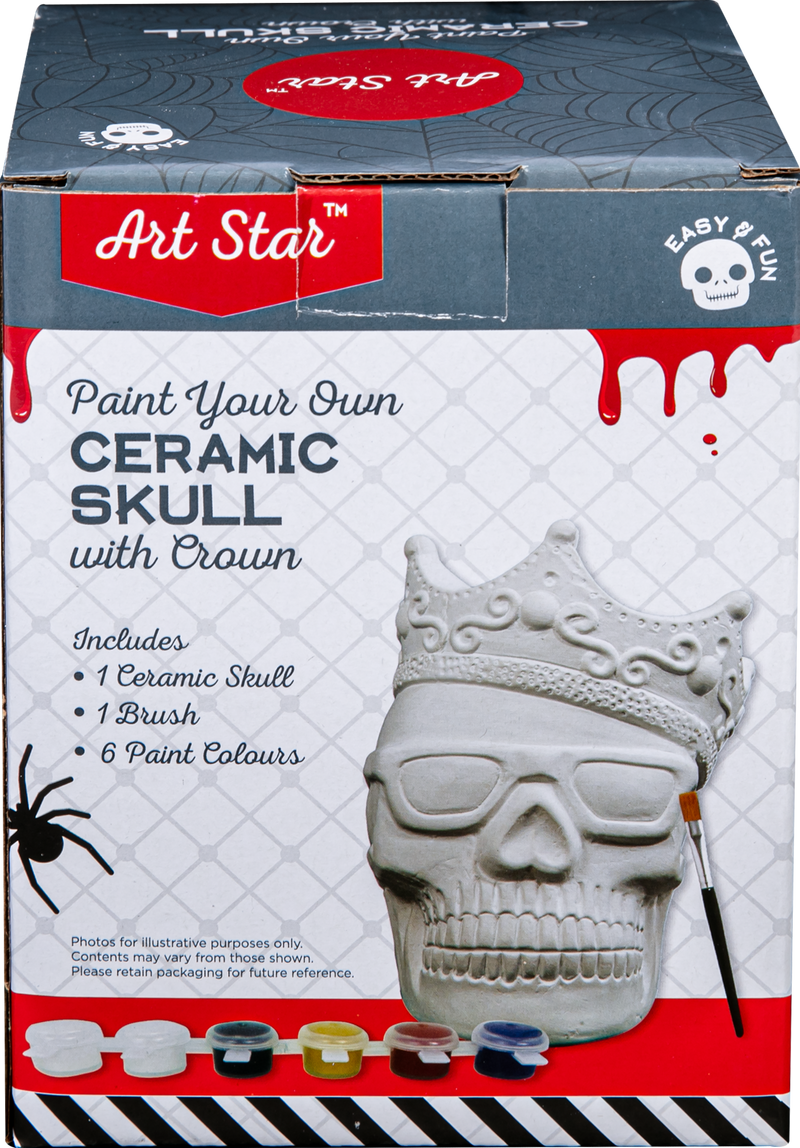 Art Star Halloween Paint Your Own Ceramic Skull with Crown Decoration (15.2 x 11.2 x 12.1cm)