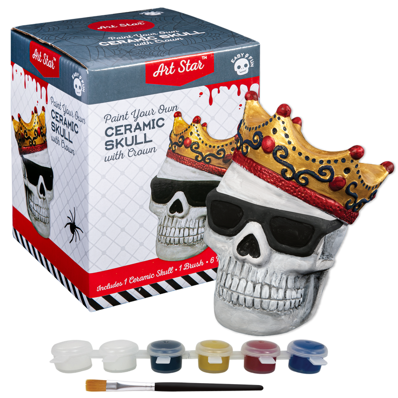 Art Star Halloween Paint Your Own Ceramic Skull with Crown Decoration (15.2 x 11.2 x 12.1cm)