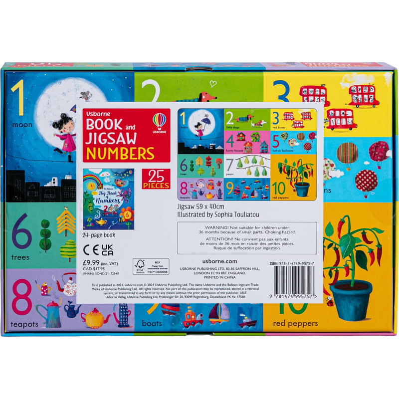 Dark Cyan Usborne Book and 25 Piece Jigsaw Numbers Kids Activities