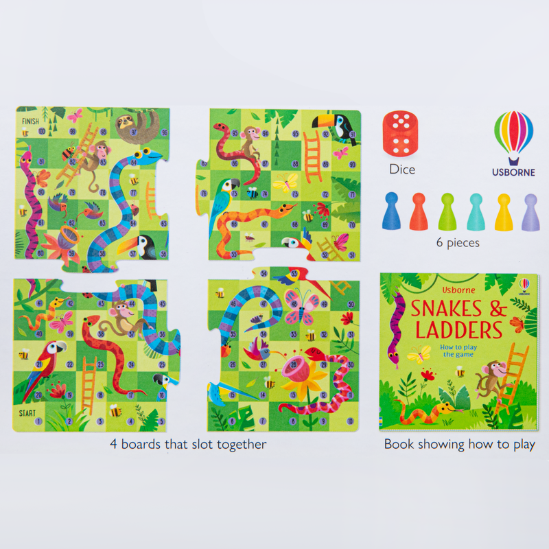 Lavender Usborne Rainforest-Themed Snakes and Ladders Game Kids Activities