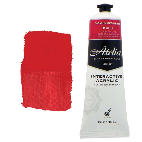 Atelier Interactive Artists Acrylic Paint,  Cad Red Medium S4 80ml