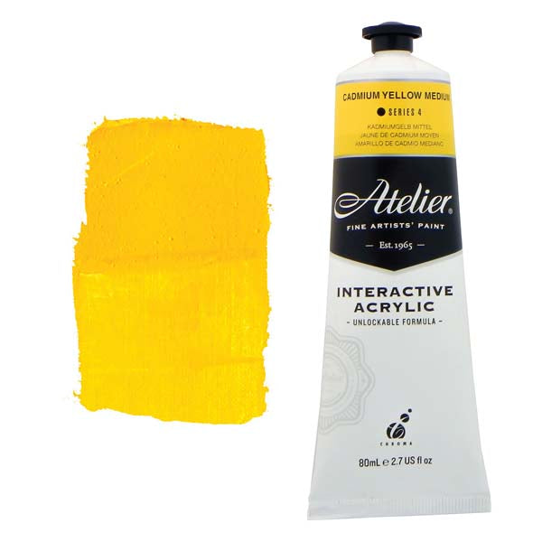 Atelier Interactive Artists Acrylic Paint,  Cad Yellow Med S4 80ml