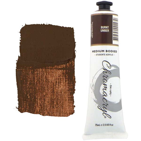 Chromacryl Students Acrylic Paint, 75ml Burnt Umber