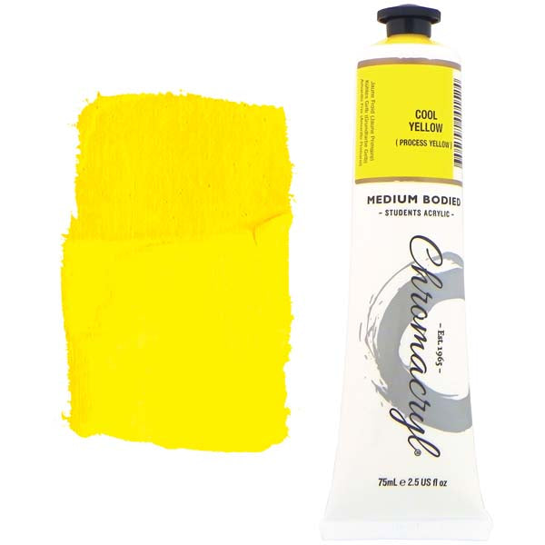 Chromacryl Students Acrylic Paint, 75ml Cool Yellow