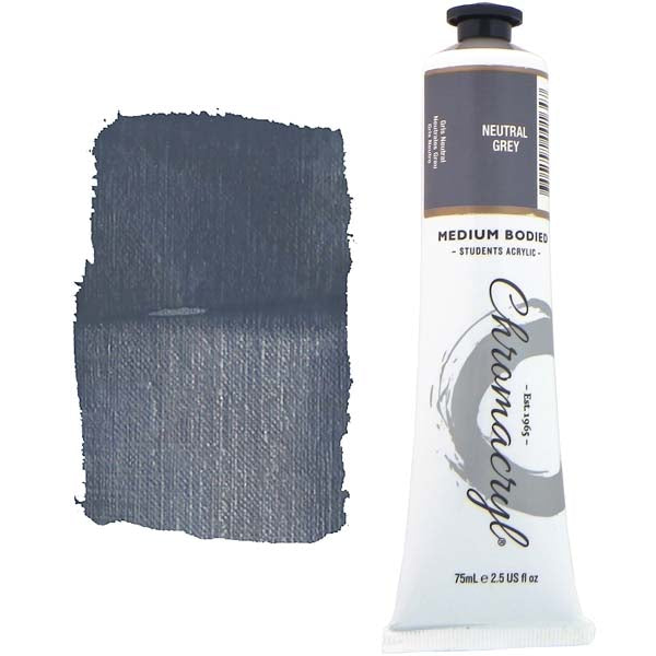 Chromacryl Students Acrylic Paint, 75ml Neutral Grey