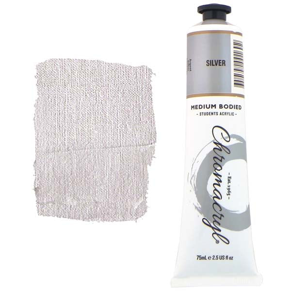 Chromacryl Students Acrylic Paint, 75ml Silver