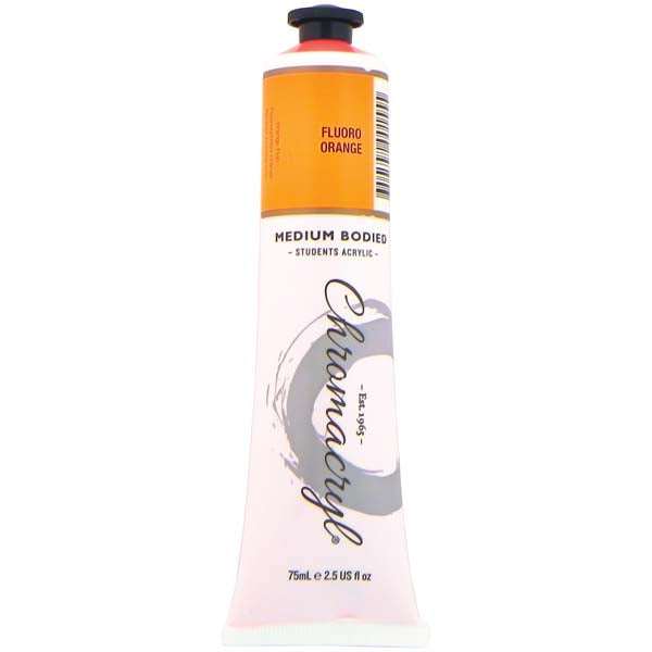 Chromacryl Students Acrylic Paint, 75ml Fluoro Orange