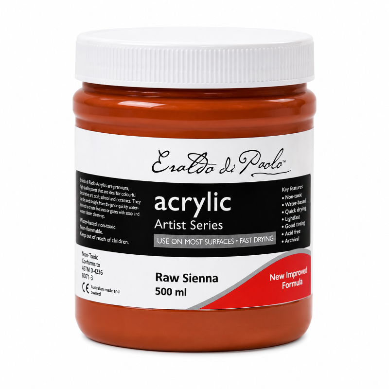 Eraldo di Paolo Acrylic Paint,  Raw Sienna, 500ml