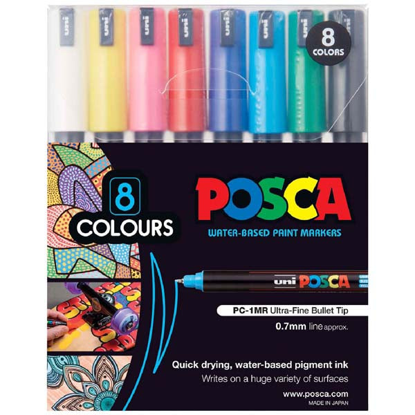 Posca PC1MR Paint Marker,  Assorted Colours, 8Pk