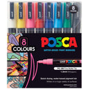 Black Posca PC3M Paint Markers, Assorted Colours, 8Pk Paint Markers