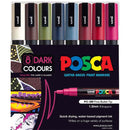 Black Posca PC3M Paint Markers, Dark Colours, 8Pk Paint Markers