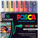 Black Posca PC5M Paint Markers, Assorted Colours, 16Pk Paint Markers