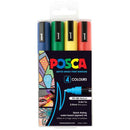Black Posca PC5M Paint Markers, Assorted Colours, 4Pk Paint Markers